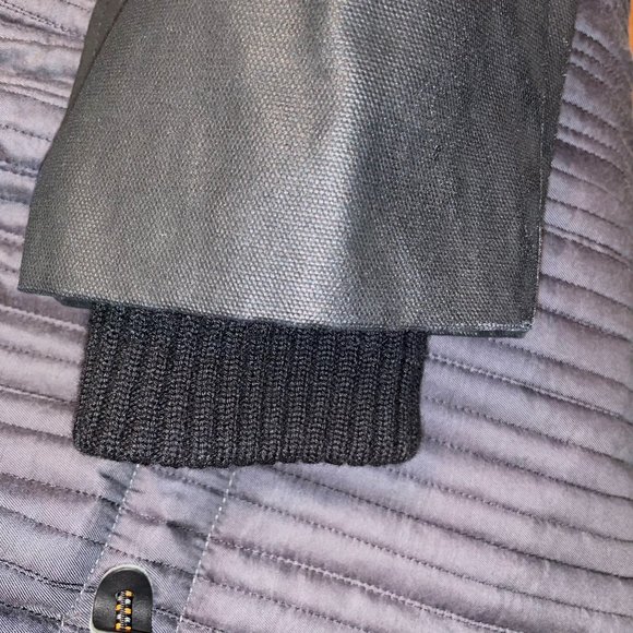 New Rag & Bone Wool Leather Faux Fur Trim Zip Up Hooded Coat Quilted Lining - Picture 11 of 15